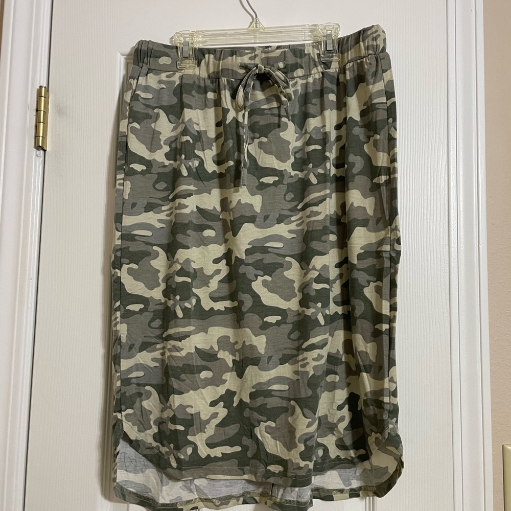 Tickled Teal Camouflage Midi Skirt